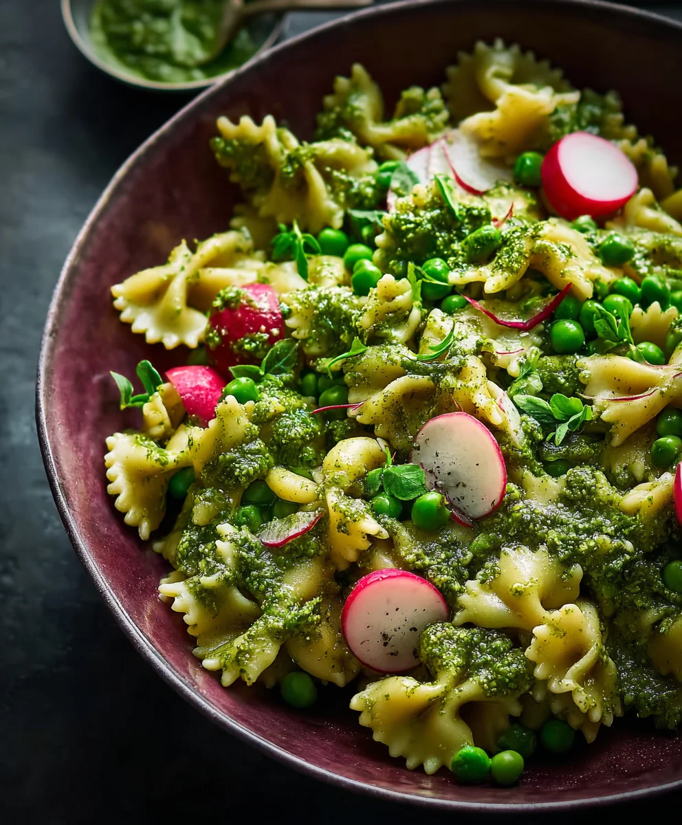Pesto Pasta mit Erbsen & Radieschen – Frisch & Schnell