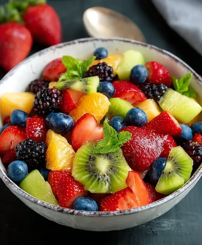 Frischer Obstsalat mit Beeren (alkoholfrei)