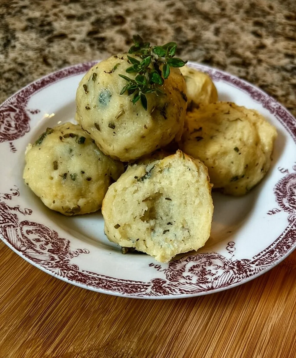 Badische Knödel: Grum extractnon-alcoholic beer-Knödel mit Weck (vegetarisch)