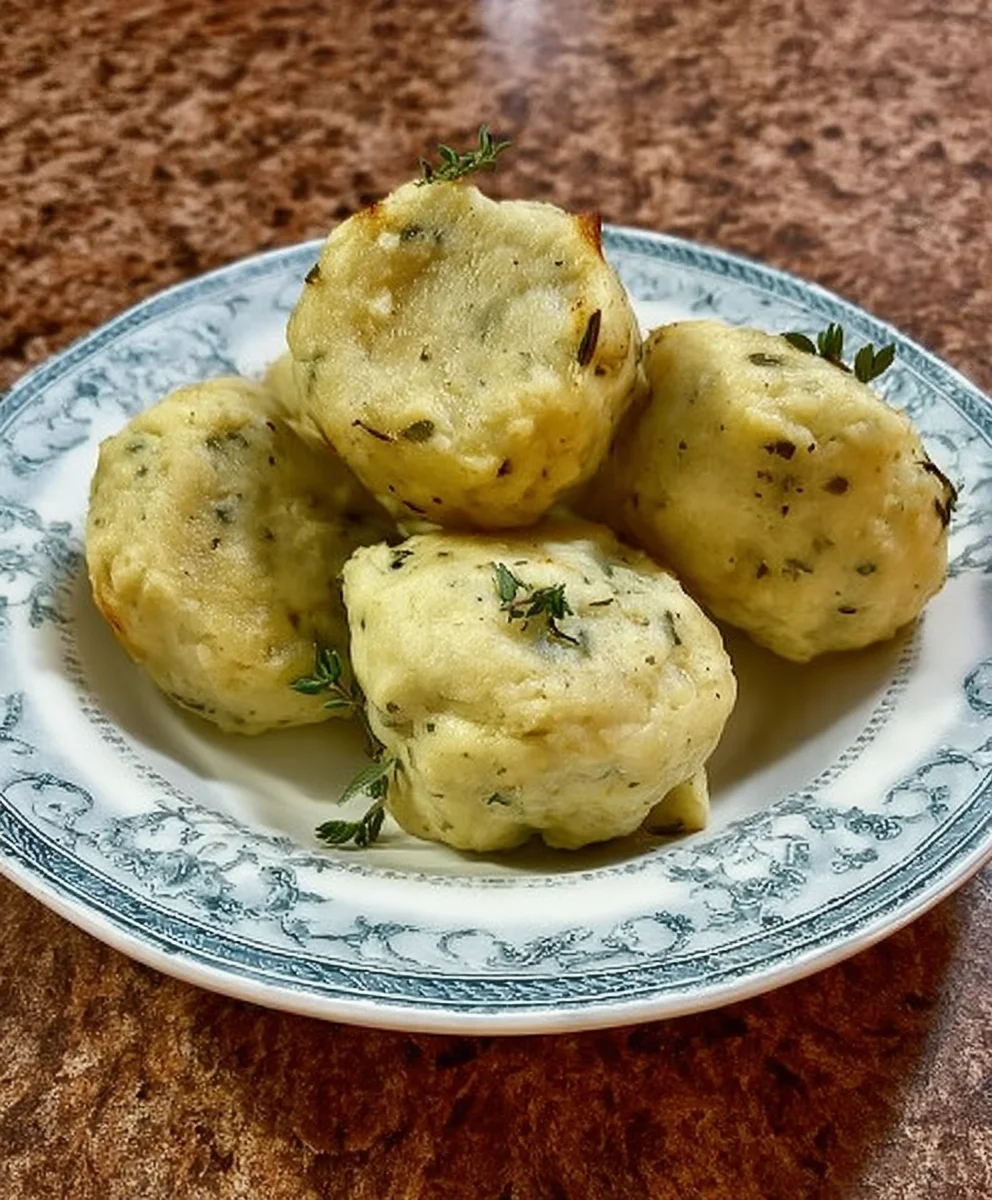 Badische Knödel: Grum extractnon-alcoholic beer-Knödel mit Weck (vegetarisch)